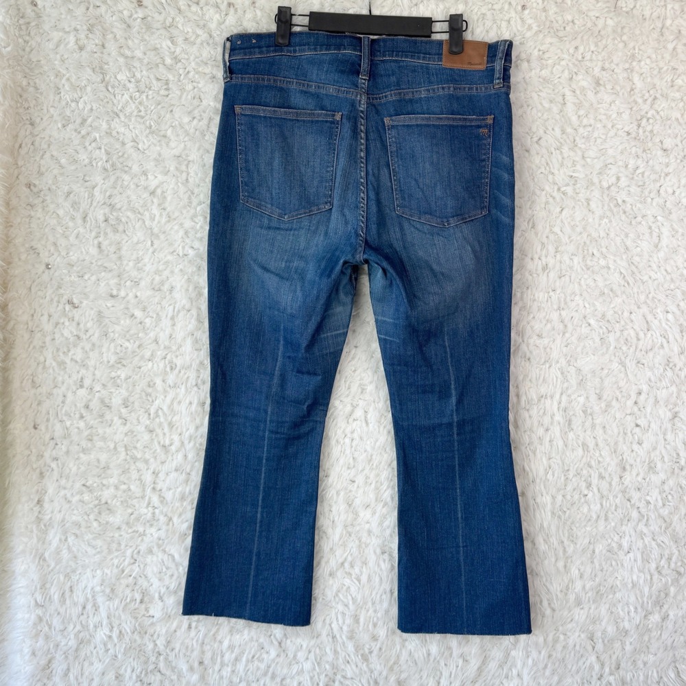 Madewell Cali Demi Boot Jeans Medium Wash High Rise Raw Hem Size 31 Stretch boho - Picture 3 of 10